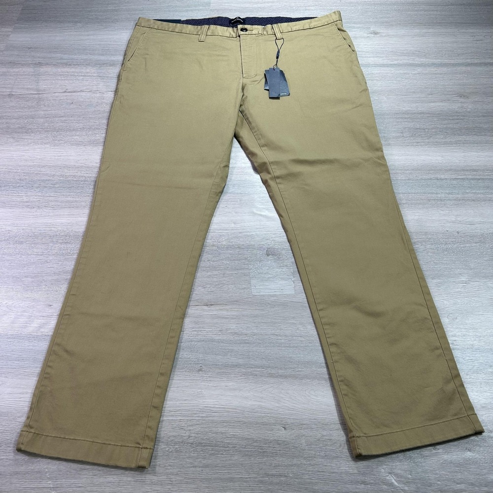NEW Daniel Hechter Paris Chino Pants Mens 40x32‎ Khaki Stretch Flat Front Casual